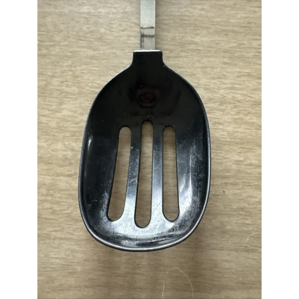 Vintage Ekco Nylon Slotted Spoon Black Serving Heat Resistant Cooking 12